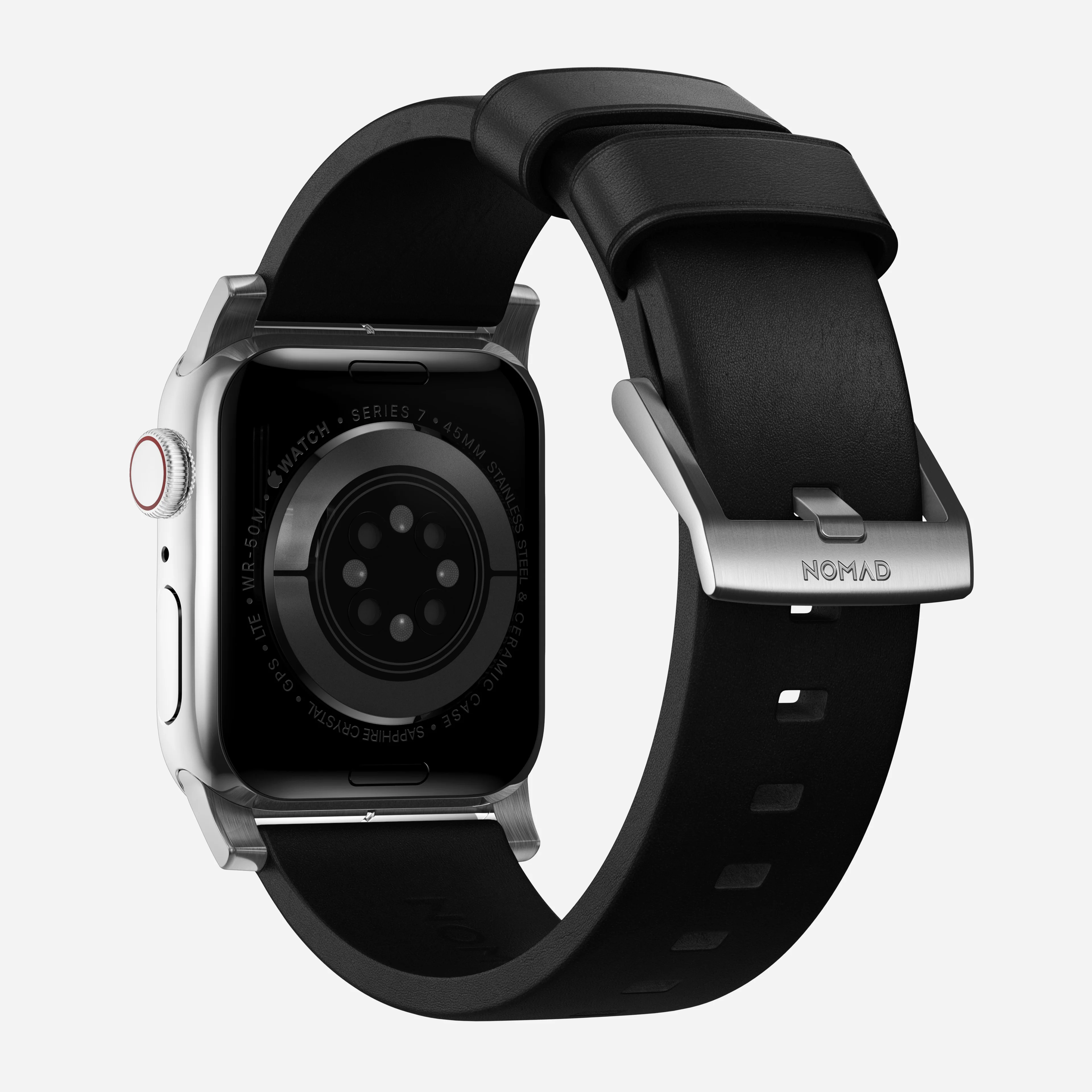 Modern Band - 46mm/49mm | Silver Hardware | Black | Nomad Leather - Image 4