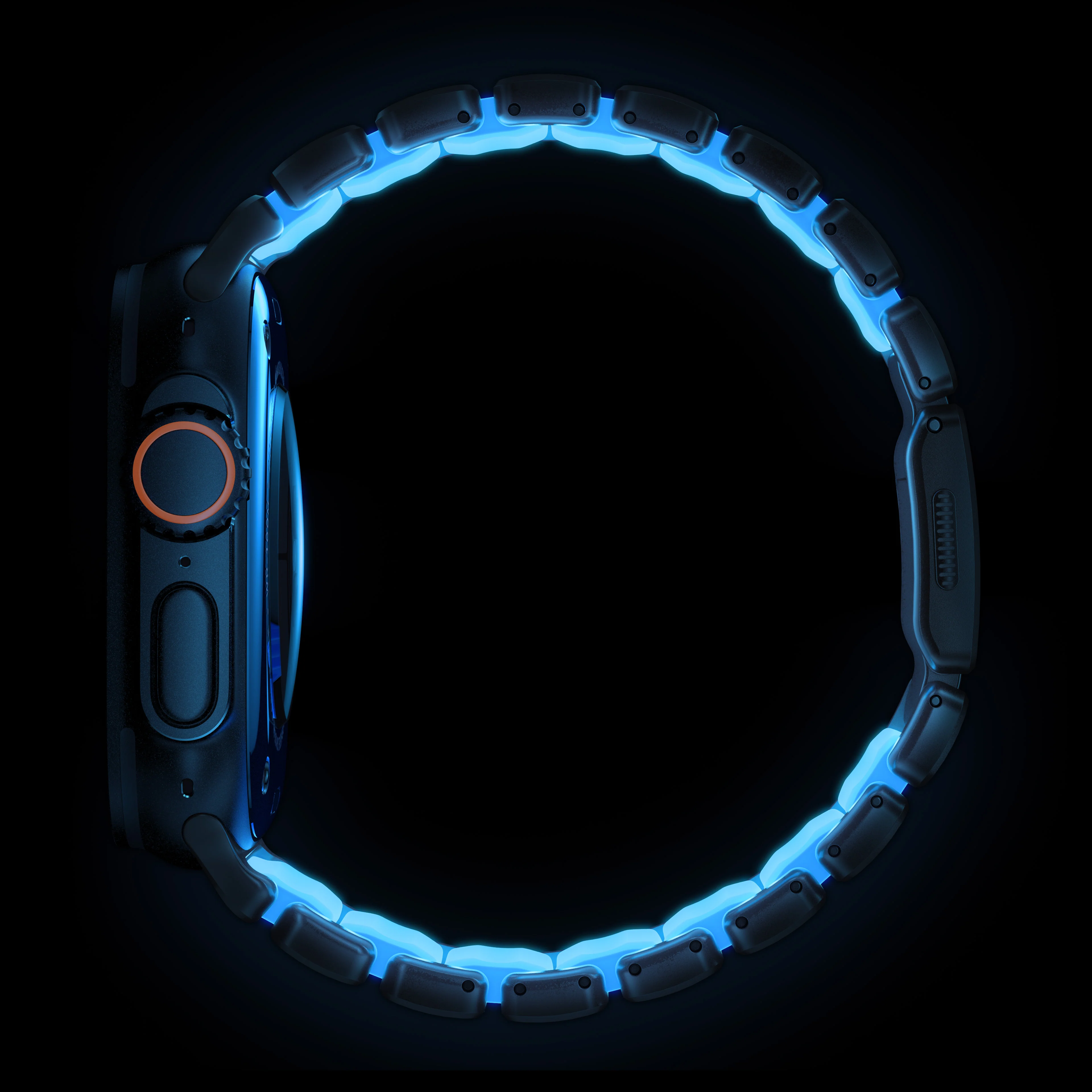 Stratos Band - 49mm | Black Titanium | Icy Blue Glow FKM - Image 4