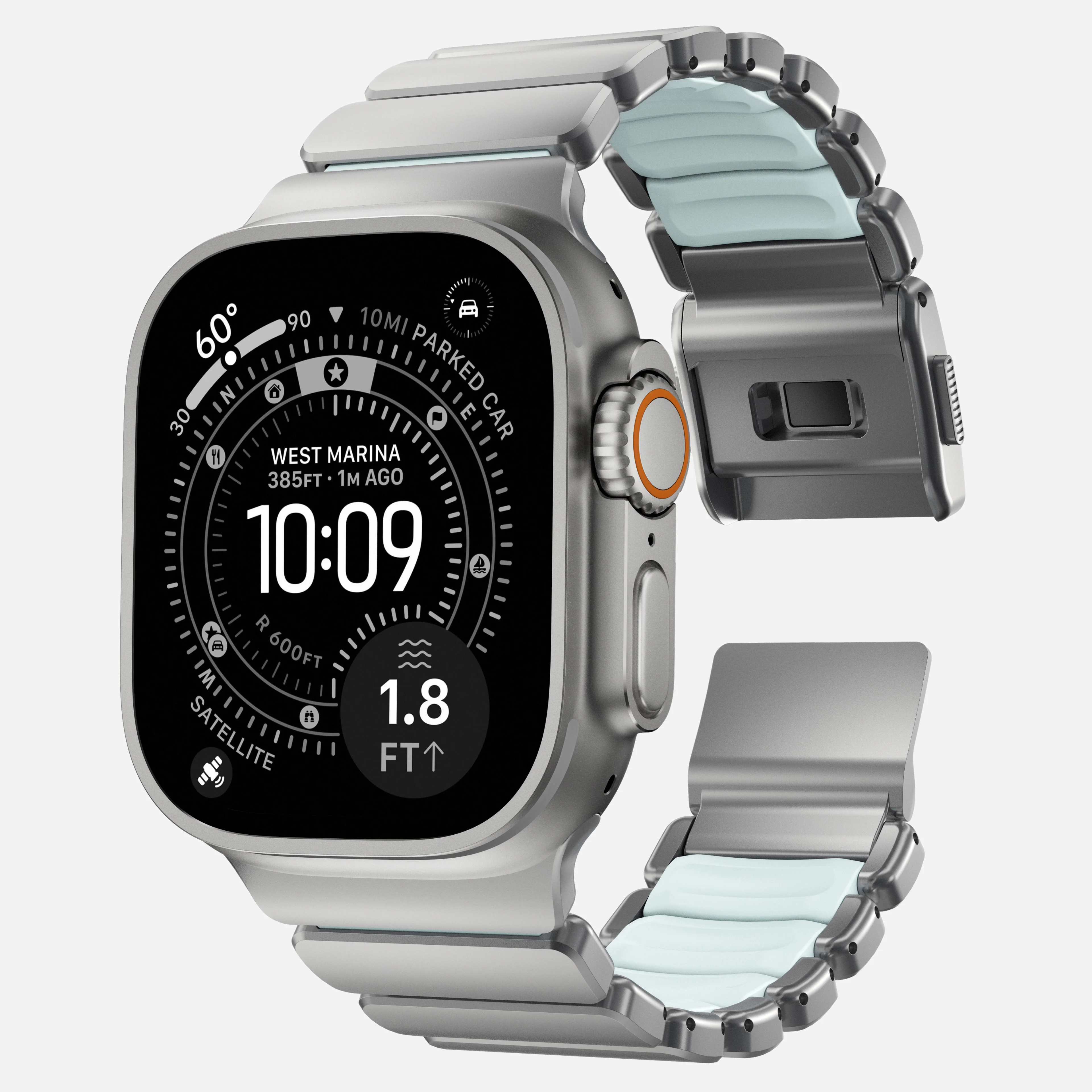 Stratos Band - 49mm | Natural Titanium | Icy Blue Glow FKM - Image 5